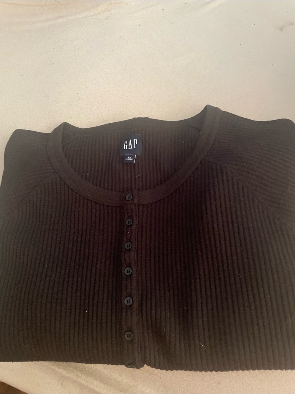 GAP  Black Ribbed Henley Cardigan